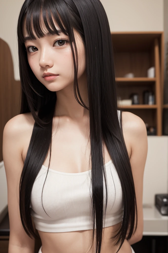a girl with straight hair and fair skin