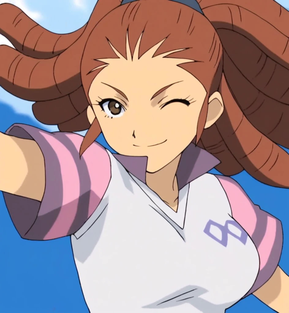 score_9, score_8_superior, score_7_superior, score_6_superior, score_5_superior, score_4_superior, sauce_anime, One girl, Midou Reika, Dreadlocks, Long Hair, High Ponytail, Brown eyes, Pause, smile, View your viewers, 　Big Breasts　ballerina　ballet　Anne O　heart　Infatuated　Dance Together