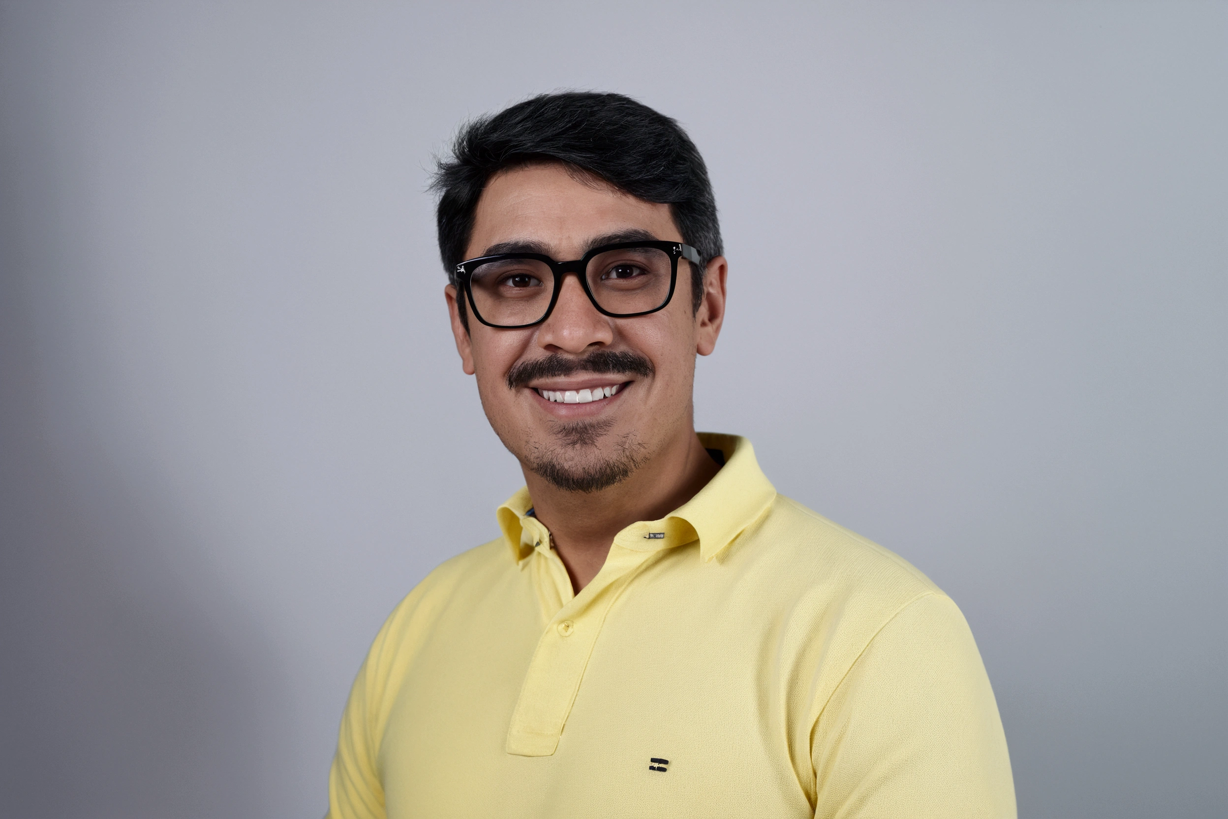 Cartoon character of a man in black glasses and yellow shirt, an animated character, stylized character, animation style rendering, 3d stylized, Arnold Maya rendering, Stylized 3D rendering, toon render screenshot, 3d character, 3d character, Stylized 3D rendering, 3D character rendering, cartoon character, Personagem de close up, character posing,  (Pixar-style) (master part:1.2) (bokeh) (best qualityer) (skin detailed) (detailed texture) (8k) (Argilla) (cinematic lighting) (sharp focus