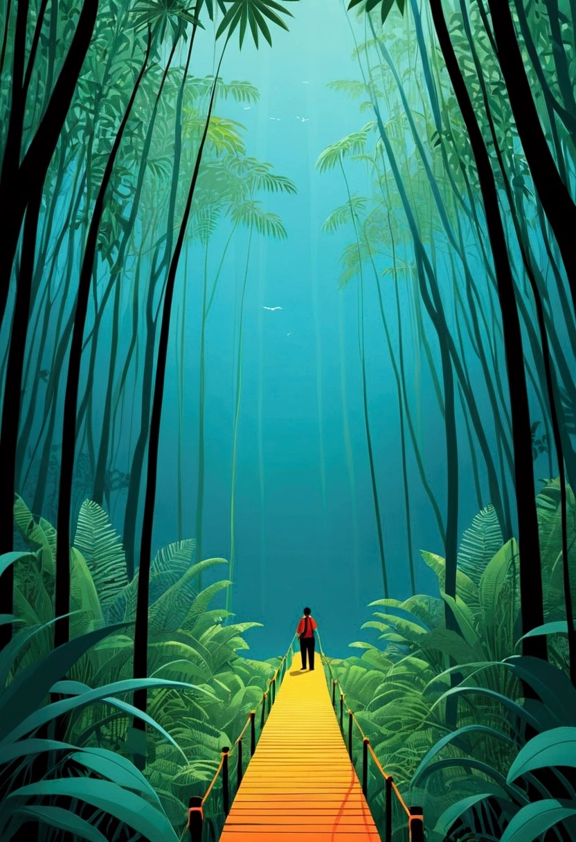 Jungle Adventure, full body, by Vladyslav Yerko, cinematic still, (best quality, masterpiece), very aesthetic, perfect composition, intricate details, ultra-detailed, vivid colors
