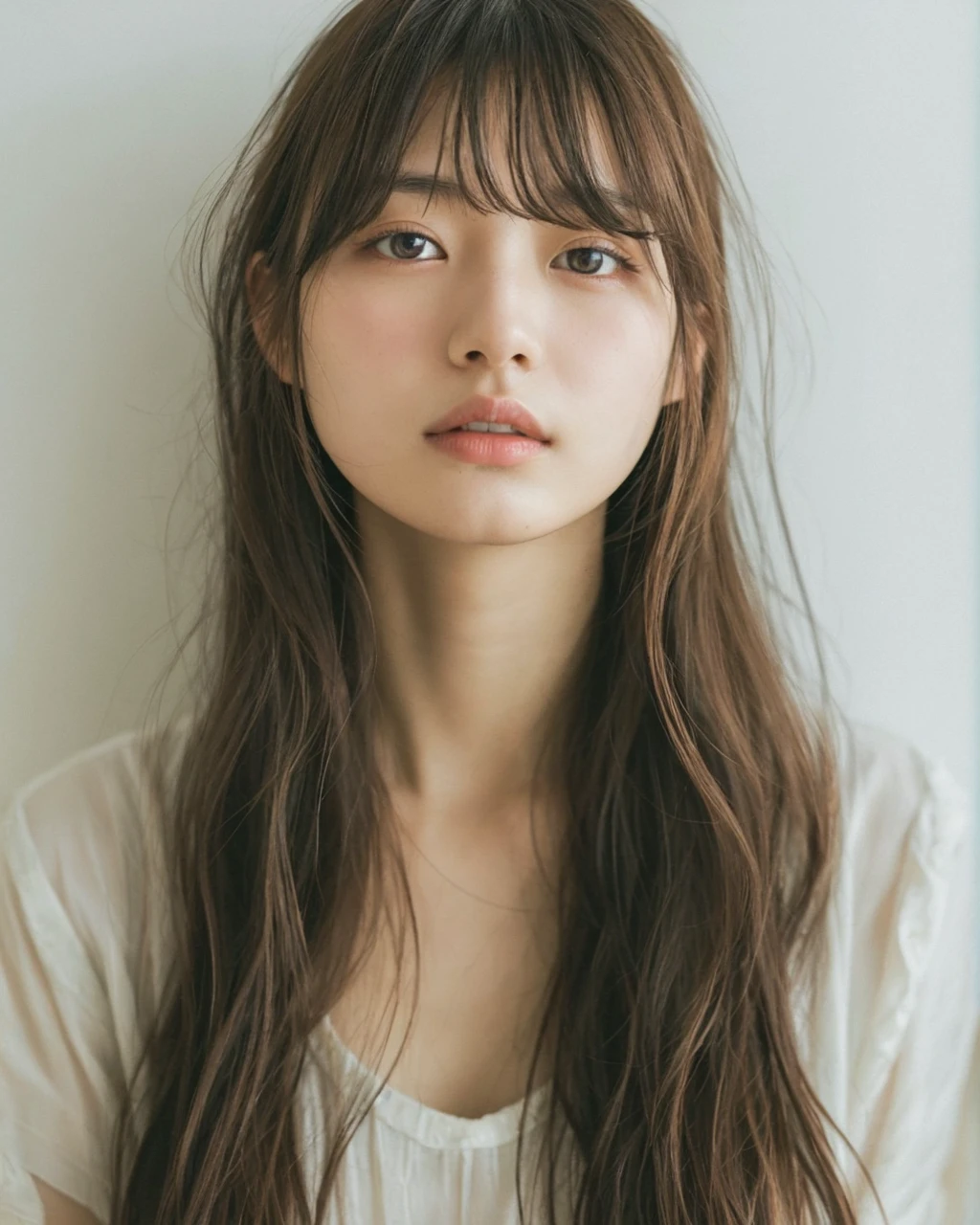 18 year old Japanese girl, very cute fashion model. Her hair color is dyed to match the fashion, and her hairstyle is Short. The photo style is cinematic, with soft natural lighting to enhance the natural look. --ar 2:3 --style raw --v 6.0
