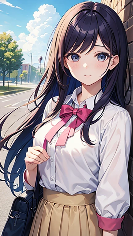masterpiece, Best Quality, spring outfit, colorful hair, exterior,cloud ,Upper part of the body,