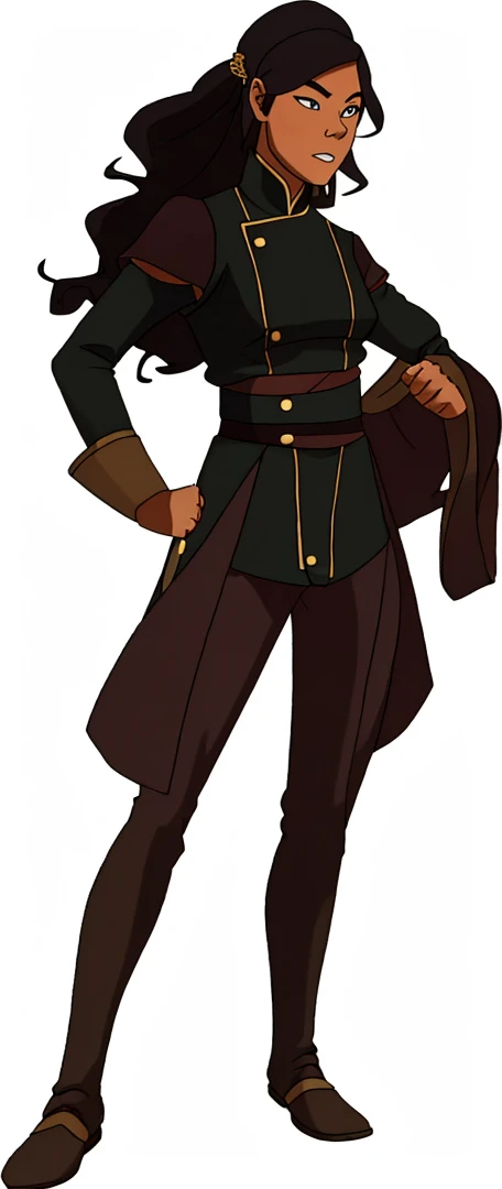 outfit that appears to be inspired by traditional East Asian clothing, particularly Chinese style:

A dark green, short-sleeved top with a high collar and diagonal closures across the chest, reminiscent of a tangzhuang or similar Chinese jacket
The top has yellow or gold trim along the edges and closures
Dark, loose-fitting pants that are tucked into knee-high boots or leggings
A green sash or belt tied around his waist
Dark boots or shoes

The overall style suggests a martial arts or warrior-type character design, blending elements of traditional Asian clothing with a more stylized, animated look. The color scheme is predominantly green and black, with some yellow/gold accents.
The character is depicted in a dynamic pose, with one arm raised as if flexing or preparing to catch something. There's a large, round object (possibly a rock or boulder) above his raised hand.