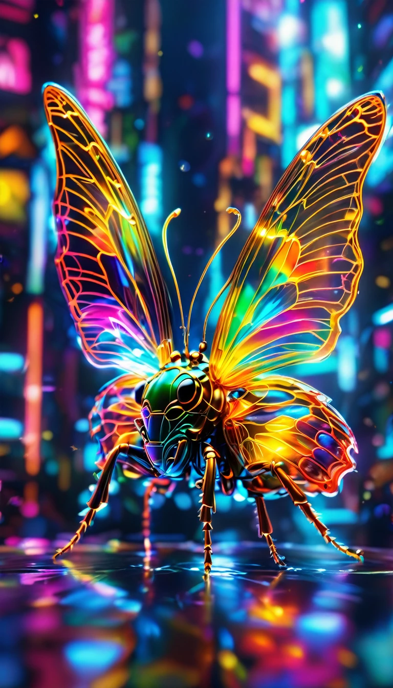 crystalなカブトムシ、crystal、(whole body, detailed), ((Portrait of a beetle with blue butterfly wings:1.5)), photoRealistic, masterpiece: 1.2), (Highest quality, High resolution, 8k), (Realistic: 1.37), faint smoke, ultra detailed , Sharp focus, Bright Eyes, Scale and Texture, mysterious, Calm, Beautiful Landscape, Soft lighting, Vibrant colors, Bokeh, Blurred Background、16K, 超High resolution, 超High resolution, to be born,wonderful ,future、Iridescent、The world 30 years from now。