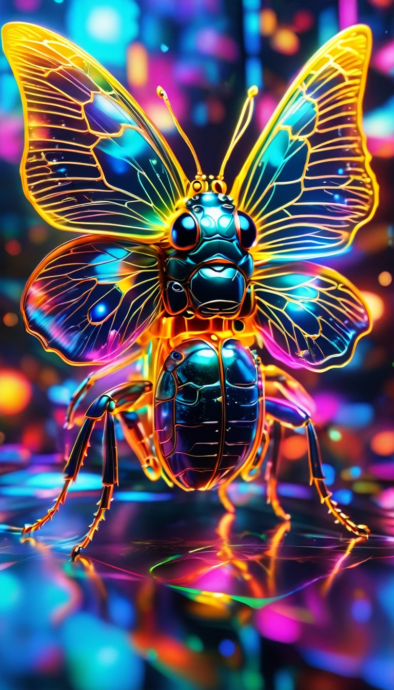 crystalなカブトムシ、crystal、(whole body, detailed), ((Portrait of a beetle with blue butterfly wings:1.5)), photoRealistic, masterpiece: 1.2), (Highest quality, High resolution, 8k), (Realistic: 1.37), faint smoke, ultra detailed , Sharp focus, Bright Eyes, Scale and Texture, mysterious, Calm, Beautiful Landscape, Soft lighting, Vibrant colors, Bokeh, Blurred Background、16K, 超High resolution, 超High resolution, to be born,wonderful ,future、Iridescent、The world 30 years from now。