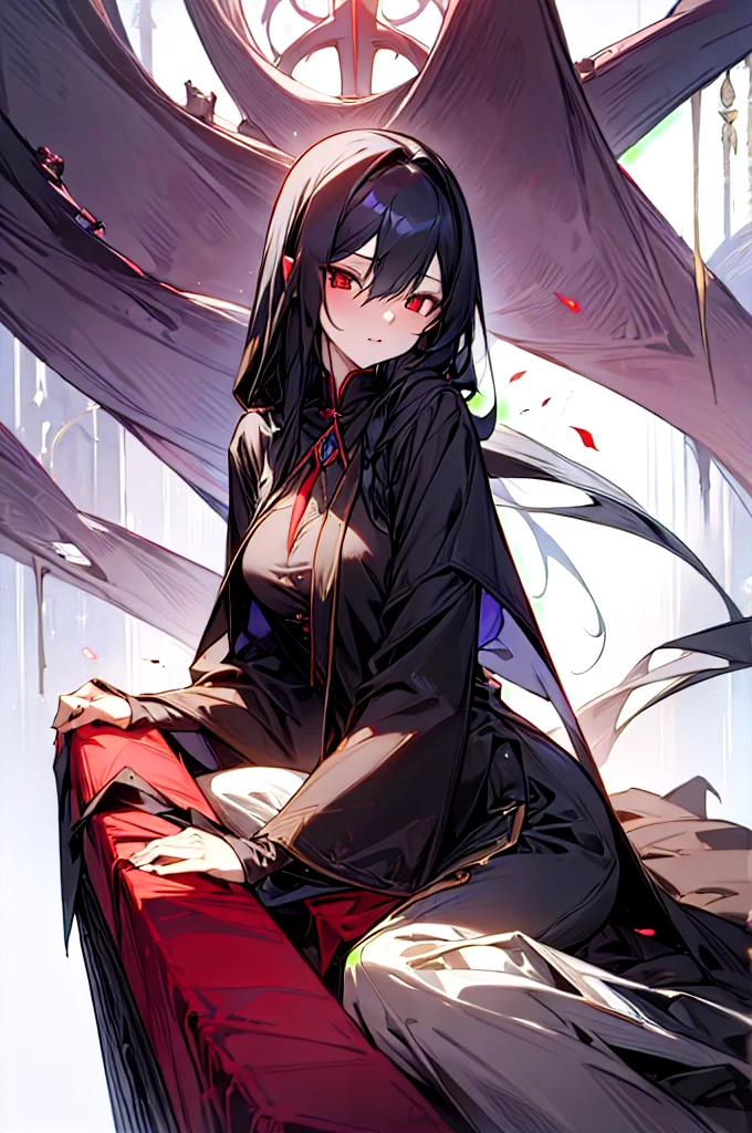 high resolution、Vampire Girl。Sexy and mature woman。Her hair is long and black。Wearing a cloak。Came from a coffin with a cross on it。
Fantasy、beautifully、