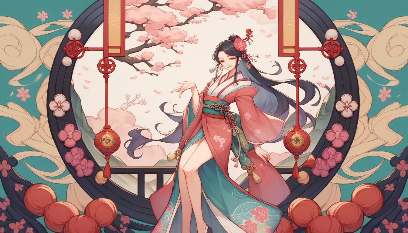 Oriental wallpaper, inspired by Gong Xian, beautiful wallpaper, oriental fantasy, Japanese painting, inspired by Gong Kai, inspired by Fan Qi, the setting is a happy wallpaper, inspired by Lu Ji, ratio "16:9"