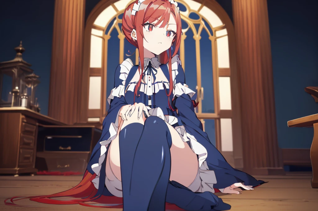 [(cathedral background:1.4)::5],original,(illustration:1.1),(best quality),(masterpiece:1.1),(extremely detailed CG unity 8k wallpaper:1.1), (colorful:0.9),(mid shot:0.95),(upper body:1.5),Dynamic angle,(solo:1.2), (girl),((adult)), (detailed beautiful eyes:1.15), (beautiful face:1.15), (glowing red eyes:1.25////),((medium hair)),((split-color hair,red hair,blue hair)),(high twintails),(chignon),(+perfect hand+:1.21),(Draw an illustration of a gothic girl),(Religious),(slender),(is wearing boots on her feet),((is wearing white maid clothes)),(furious), Lace Off-shoulder ta fashion,beautiful slender woman,high twintails,((split-color hair,red hair,blue hair)),((split-color hair,red hair,blue hair)),from side,((split-color hair,red hair,blue hair)),dynamic angle,dynamic pose,