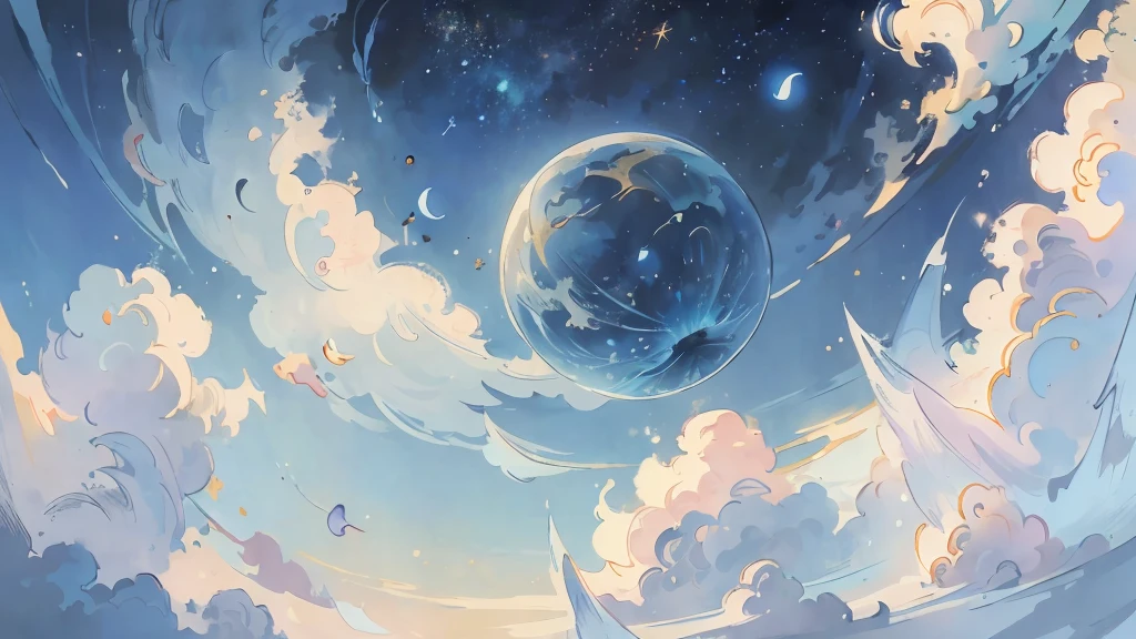 (Best quality),(masterpiece),(ultra detailed),(high detailed),(extremely detailed),Subject: Anime Sky Dreamscapes
Medium: Digital illustration or traditional painting.
Resolution: 4000x2000 pixels.
Color Palette: Soft pastel colors with a mix of vibrant hues.
Mood: Magical, ethereal, and serene.
Composition: Expansive skies with floating islands, whimsical clouds, and other dreamlike elements.
Lighting: Soft, diffused lighting with a warm, golden glow.
Style: Anime-inspired with a touch of fantasy and surrealism.
Details: Include elements such as shooting stars, colorful nebulae, fluffy clouds, and mystical creatures.
Inspiration: Anime fantasy worlds, Studio Ghibli films, surreal art, and celestial imagery.
Camera Setup: None (since it's a digital illustration).
Additional Notes: Emphasize the vastness and beauty of the sky by creating a sense of depth and space. Experiment with various cloud formations and shapes, ranging from fluffy cumulus clouds to wispy cirrus clouds. Incorporate celestial elements like moons, stars, and galaxies to enhance the dreamy atmosphere. Use soft brush strokes and blending techniques to create a seamless and ethereal look. Play with lighting effects, such as gentle rays of sunlight or glowing orbs, to add a magical touch. Consider adding whimsical creatures like flying dragons or floating jellyfish to bring a sense of wonder to the scene. Don't be afraid to let your imagination soar and create a dreamlike world that captures the essence of anime fantasy.