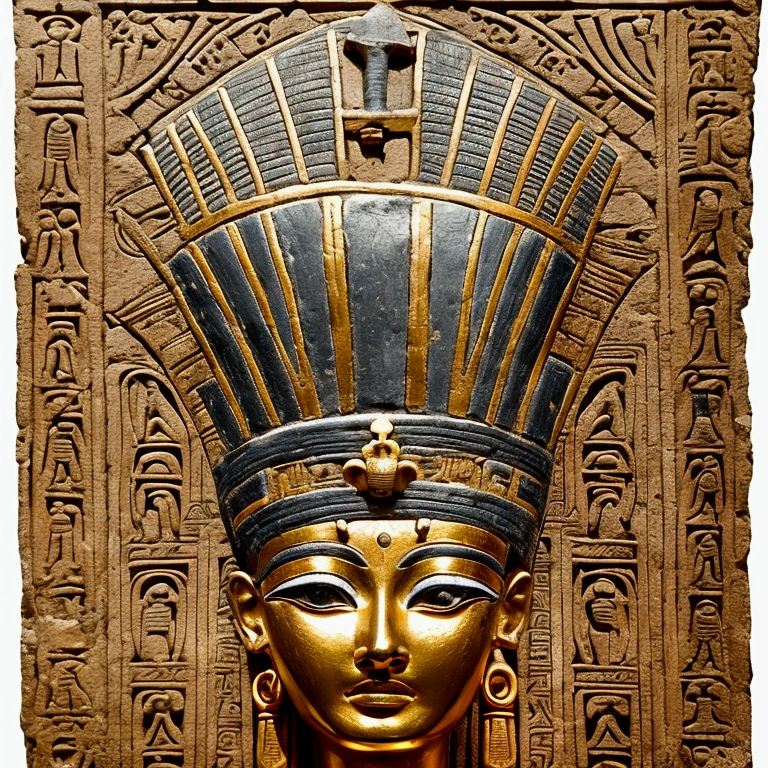 the crown of Queen Nefertiti of ancient Egypt in Hieroglyphic style