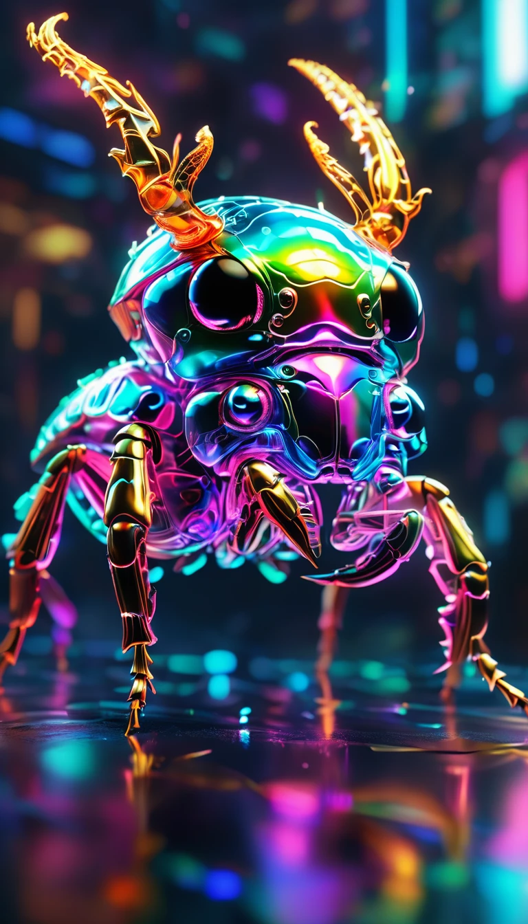 crystalなカブトムシ、crystal、A fine horn(whole body, detailed), ((Portrait of an iridescent horned beetle:1.5)), photoRealistic, masterpiece: 1.2), (Highest quality, High resolution, 8k), (Realistic: 1.37), faint smoke, ultra detailed , Sharp focus, Bright Eyes, Scale and Texture, mysterious, Calm, Beautiful Landscape, Soft lighting, Vibrant colors, Bokeh, Blurred Background、16K, 超High resolution, 超High resolution, to be born,wonderful ,future、Iridescent、The world 30 years from now。