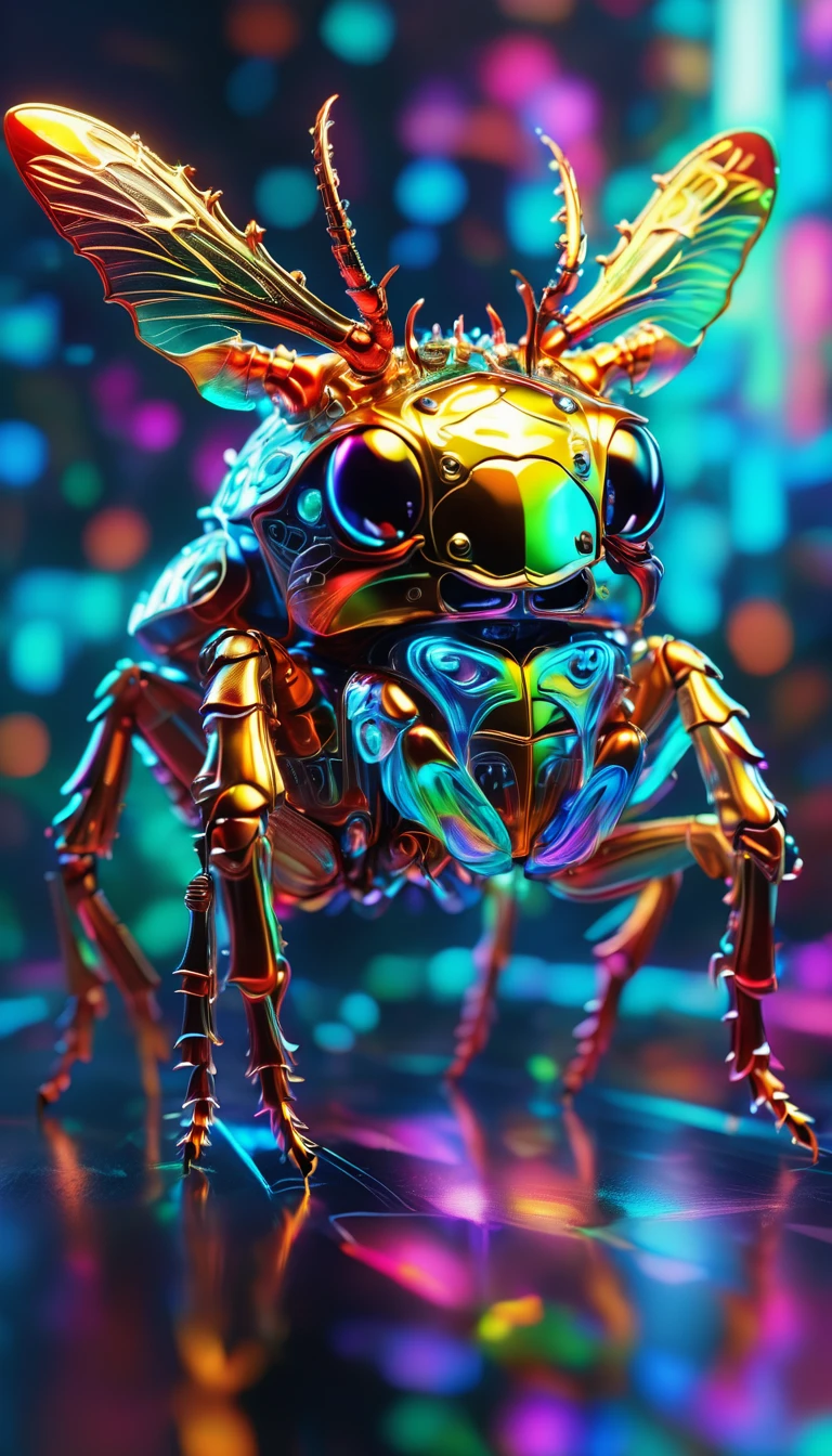 crystalなカブトムシ、crystal、A fine horn(whole body, detailed), ((Portrait of an iridescent horned beetle:1.5)), photoRealistic, masterpiece: 1.2), (Highest quality, High resolution, 8k), (Realistic: 1.37), faint smoke, ultra detailed , Sharp focus, Bright Eyes, Scale and Texture, mysterious, Calm, Beautiful Landscape, Soft lighting, Vibrant colors, Bokeh, Blurred Background、16K, 超High resolution, 超High resolution, to be born,wonderful ,future、Iridescent、The world 30 years from now。