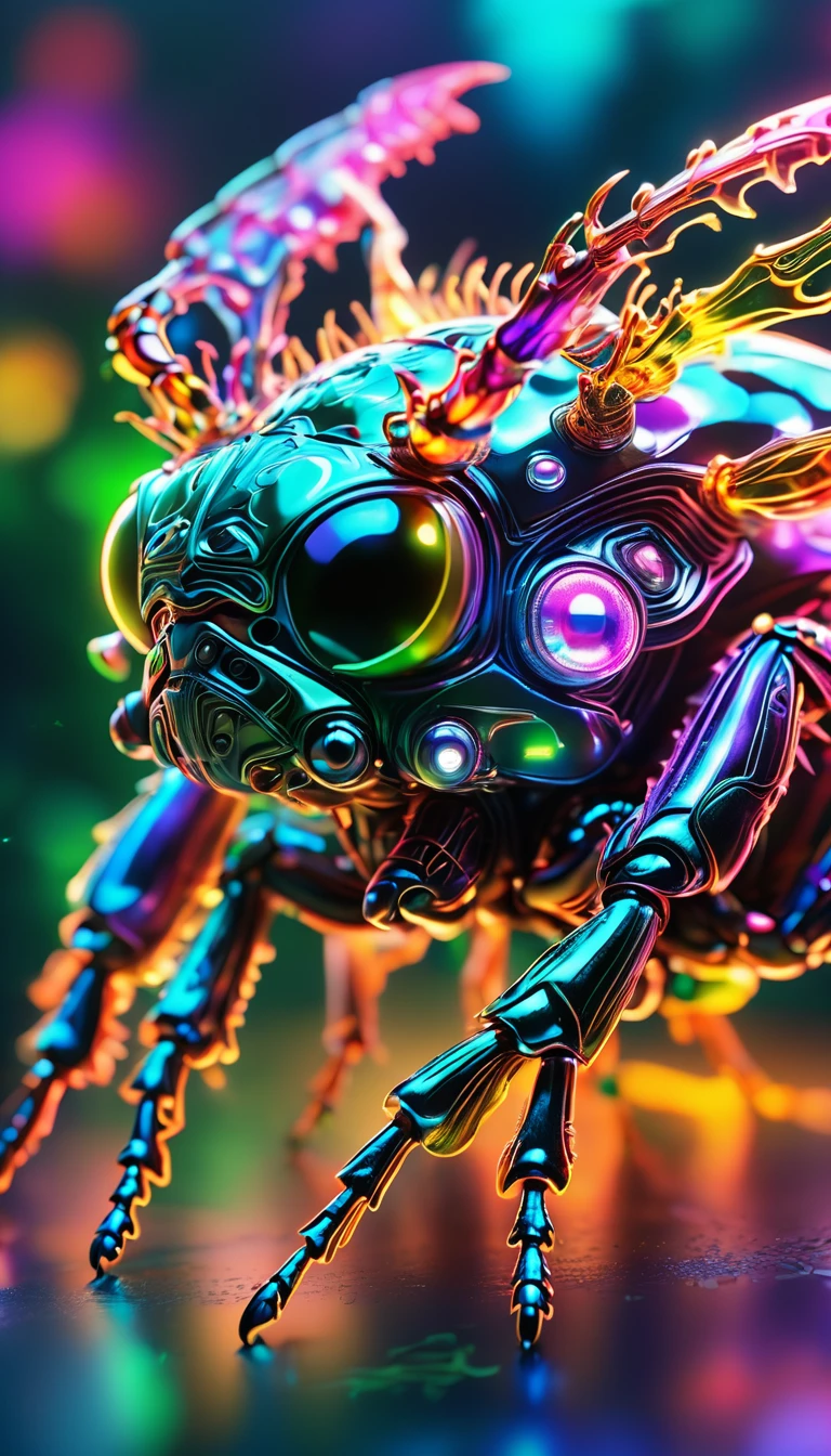 crystalなカブトムシ、crystal、A fine horn(whole body, detailed), ((Portrait of an iridescent horned beetle:1.5)), photoRealistic, masterpiece: 1.2), (Highest quality, High resolution, 8k), (Realistic: 1.37), faint smoke, ultra detailed , Sharp focus, Bright Eyes, Scale and Texture, mysterious, Calm, Beautiful Landscape, Soft lighting, Vibrant colors, Bokeh, Blurred Background、16K, 超High resolution, 超High resolution, to be born,wonderful ,future、Iridescent、The world 30 years from now。