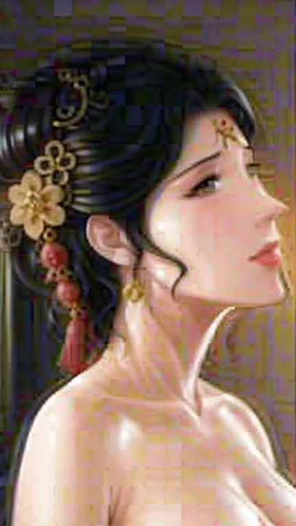 (best quality), (very aesthetic), (ultra-detailed), (best illustration),(a mature female),(perfect face),Mrs. Mi,Three Kingdoms,(((NSFW))),((full_body)),((full_NUDE)),(crying),(Woman with pubic hair),red cheek,sweating,skinny,flushed skin,(standing),traditional Chinese bedroom,