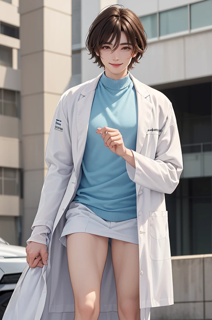 Korean girl with white Coat nude in mall,pink hairy,pink and blue hair