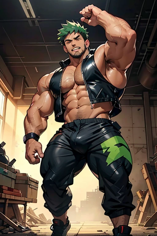 Midoriya and Bakugo, Midoriya from My Hero Academia shoving Bakugo's face into his armpit as a hyper muscular hairy brainwashed morally corrupt thug in an abandoned warehouse wearing full body black shiny rubber latex pants and vest brainwashing his former friend to become another hyper muscular hairy brainwashed morally corrupt thug. Repeating mantras over and over again to turn Bakugo into another brainwashed thrall and affirm he is nothing more than obedient tool to the villains. Hyper muscles. Hyper crotch bulge. Massive swollen crotch. Massive swollen hairy pectorals. Thick glutes. Muscular thighs. Broad shoulders. Big traps. Massive biceps. Massive triceps. "Serve. Obey. Conform. Comply. Stare and let the hero die. You cannot think. Accept this fate. Become a thug. Assimilate. At villain's side and beck and call, a selfish brute, an evil thrall. That's all you are, with but one creed, to serve and satisfy your greed. To rob and steal and cheat in kind will feel so good to changing mind. All morals will be blown away as arrogance comes into play. And brute force will supplant the meek the more the dumb thugs crush the weak. No need to think. Just stare and obey. Grow bigger and dumber every day. The longer you watch, the weaker your brain. The deeper the thug will be engrained. There's nowhere to run. You can't get away. The villainous thug is here to stay. All For One, you must obey." IQ drain. hypnosis. Hypnotic trance. Hypnotized. Brainwashing. Entranced. Enthralled. Dumber and dumber. Programming. Subliminals. Conformity. Assimilation. Green hair. Dim eyes. Open mouth. Brainless. Mindless. Mental reprogramming. Nullified hyper swollen crotch bulge. Bara. Hairy arms. Hairy chest. Thick stubble. Treasure trail. Armpit hair. Brute. Blank stare. Open mouth. Sneering. Corruption. Restraining Bakugo. "Gonna be just like me, Kaa-chan. Thug it up."