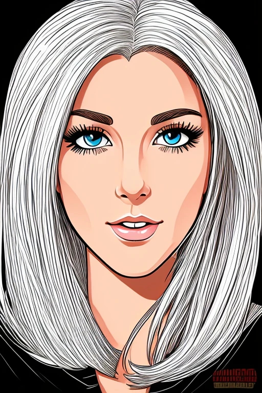 Cartoon realistic comic Portrait white American girl