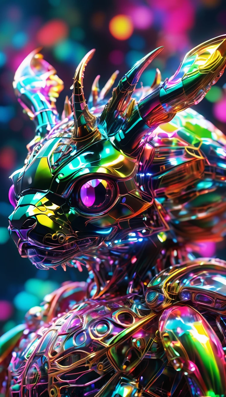 Beetle、Stag beetle、crystalなBeetle、crystal、A fine horn(whole body, detailed), ((虹色に光る角を持つBeetleの肖像画:1.5)), photoRealistic, masterpiece: 1.2), (Highest quality, High resolution, 8k), (Realistic: 1.37), faint smoke, ultra detailed , Sharp focus, Bright Eyes, Scale and Texture, mysterious, Calm, Beautiful Landscape, Soft lighting, Vibrant colors, Bokeh, Blurred Background、16K, 超High resolution, 超High resolution, to be born,wonderful ,future、Iridescent、The world 30 years from now。