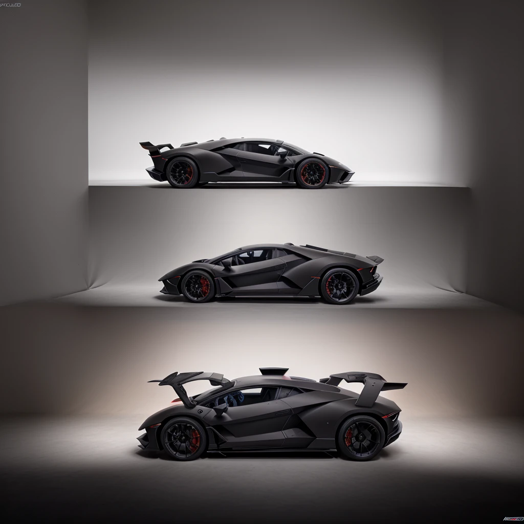 black matte lamborghini terzno millennio photoshoot all side views High Resolution, 