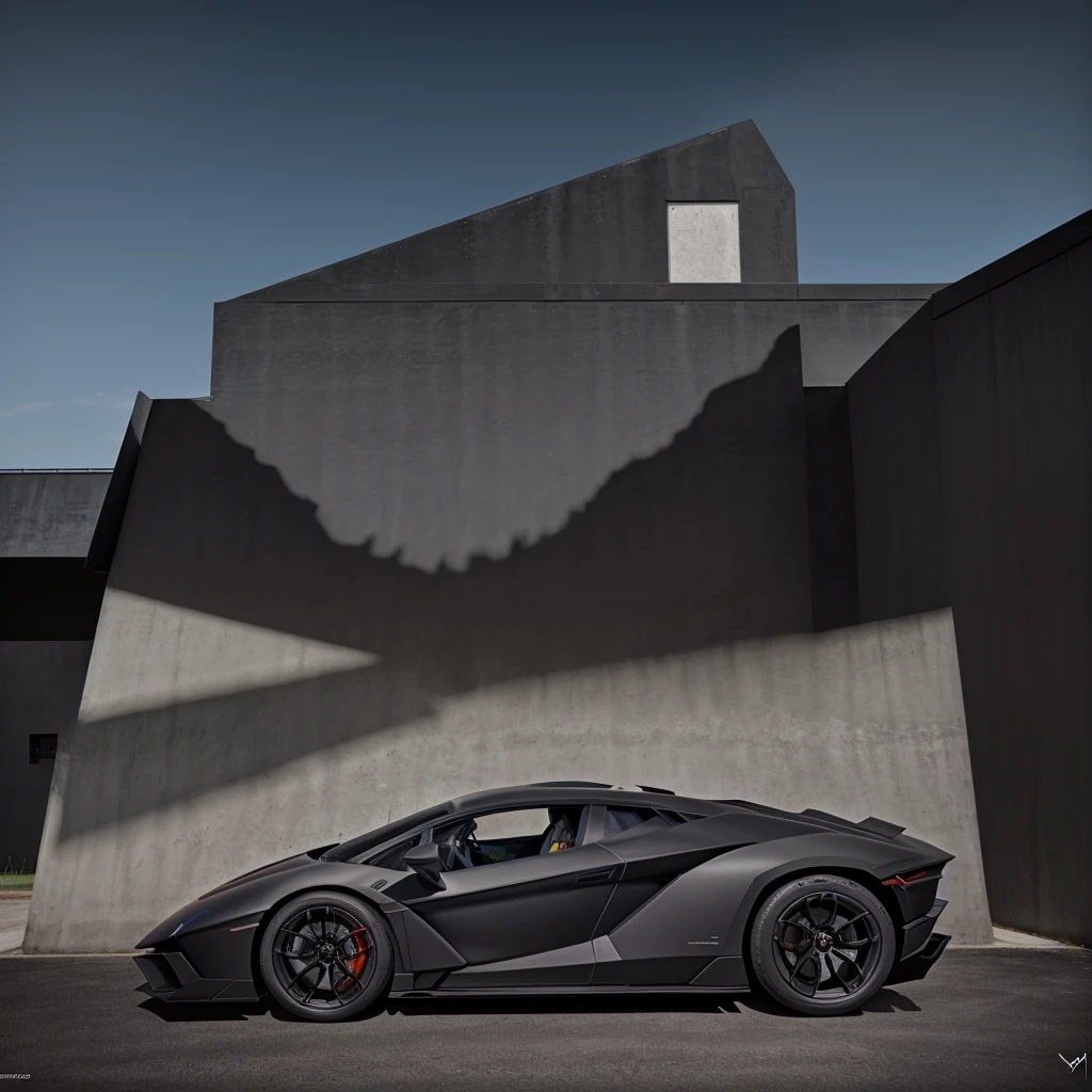 black matte lamborghini terzno millennio photoshoot all side views High Resolution,