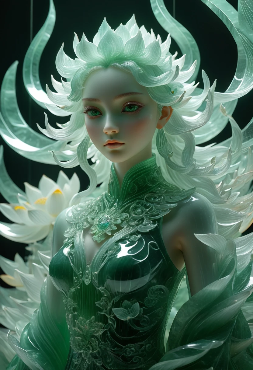 high resolution, Extremely detailed, (1 girl:1.3),(lotus),JadeBREAKSunshine, reverberation, Experimental photography, Surreal contrasts, Eye-Catching Visuals, Artistic abstraction,
Breaking the art of cutting, Layered Outlines, Complex Mode, Exquisite craftsmanship, shadow play, Depth and size, Creative Expression,
break art, Frozen sculpture, translucent形式, short-lived beauty, Crystal structure, Exquisite craftsmanship, touch,
Breaking Green Eyes,Body Glow,Glowing Line,Fluorescence,Glow Example,Tracking Example,flash,萤Light Particles,Backlight,translucent,Light Particles