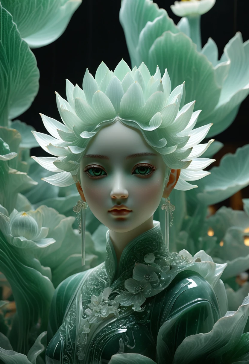 high resolution, Extremely detailed, (1 girl:1.3),(lotus),JadeBREAKSunshine, reverberation, Experimental photography, Surreal contrasts, Eye-Catching Visuals, Artistic abstraction,
Breaking the art of cutting, Layered Outlines, Complex Mode, Exquisite craftsmanship, shadow play, Depth and size, Creative Expression,
break art, Frozen sculpture, translucent形式, short-lived beauty, Crystal structure, Exquisite craftsmanship, touch,
Breaking Green Eyes,Body Glow,Glowing Line,Fluorescence,Glow Example,Tracking Example,flash,萤Light Particles,Backlight,translucent,Light Particles