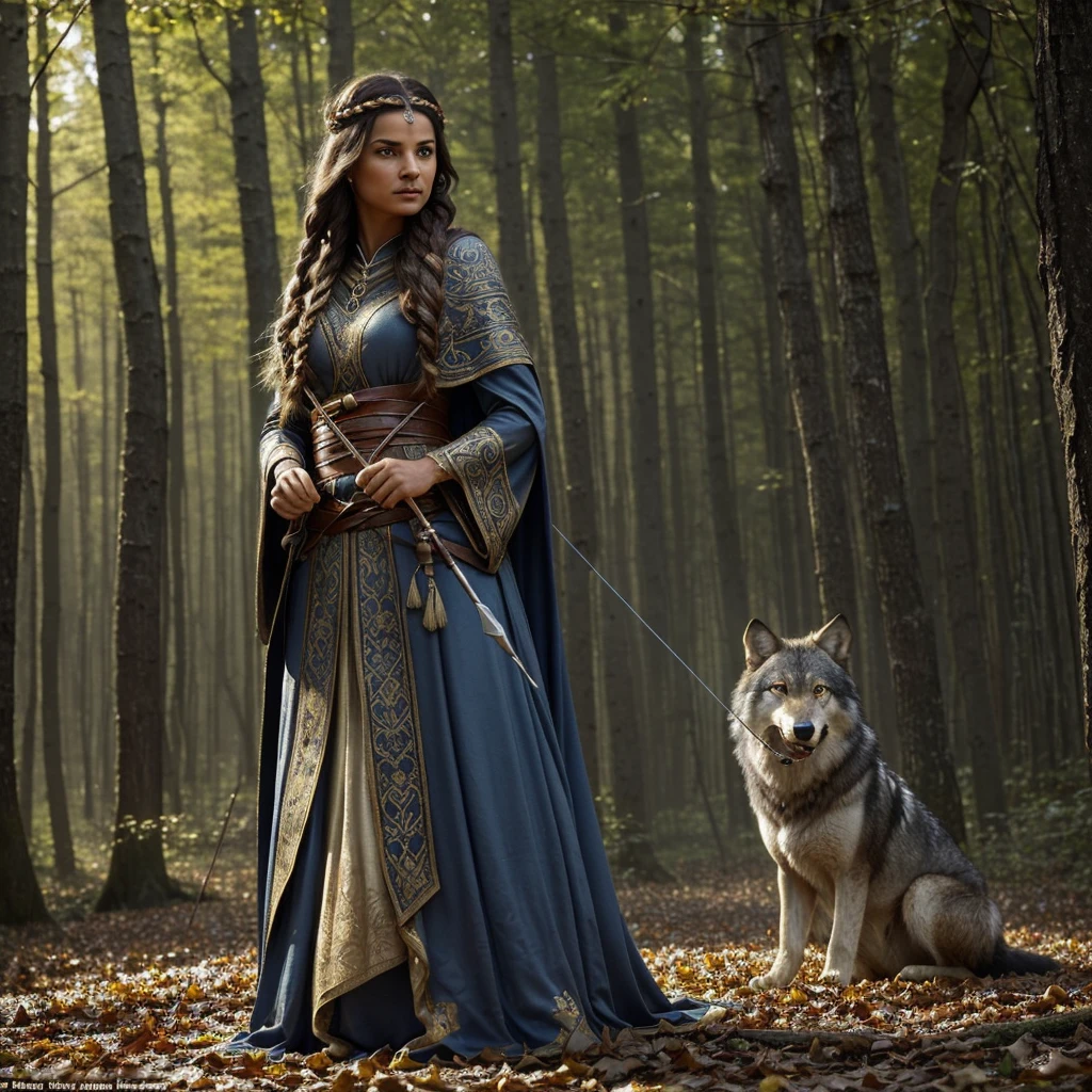 import matplotlib.pyplot as plt
# Setting up a blank canvas
fig, ax = plt.subplots(figsize=(12, 8))
# Title for the image
plt.title("A female archer in an enchanted medieval forest", fontsize=16, pad=20)
# This is a placeholder where the detailed drawing will be implemented or inserted.
# Adding text representation for visualization
image_description = (
"A female archer in an enchanted medieval forest, where gigantic and ancient trees "
"com folhas shiny de cores variadas formam um dossel que bloqueia a maior parte da luz do sol, "
"Creating a magical and mysterious environment. She is positioned in a firm and determined posture, "
"with your magic wooden bow, ornado com runas shiny, tensioned and a crystal-tipped arrow ready to fire. "
"The woman has long braided brown hair, with golden threads intertwined, wears a fitted brown leather tunic, "
"Sturdy boots, and an emerald green cape that blends in with the environment. She carries a quiver full of enchanted arrows on her back.. "
"Its eyes are focused intensely on its prey, with an expression of concentration and determination, radiating a faint magical light. "
"The prey is a robust, medium-sized wolf, but no ordinary wolf – he has a dark gray coat with luminescent patterns that glow in shades of blue and silver. "
"Your eyes are big, shiny, and threatening, almost hypnotic, com um brilho sobrenatural. The wolf is in attack position, with tense muscles, "
"the fur bristled and the sharp teeth exposed, releasing a low, guttural growl that resonates in the forest. He watches the huntress back with alert, intelligent eyes., "
"radiating a magical aura that makes it clear he is no ordinary prey, but a mystical and dangerous creature. "
"Ao redor dela, the forest floor is covered in vibrantly colored fallen leaves, exposed roots that appear to pulse with energy, and small