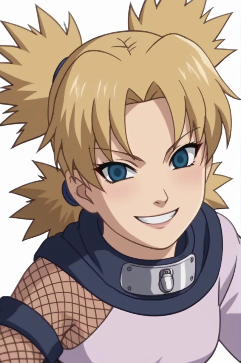 score_9, score_8_up, score_7_up, score_6_up, score_5_up, score_4_up, BREAK, source_anime, ytemari, 1girl, blonde hair, quad tails, blue eyes, fishnets, purple garment, sash, smile, upper body, looking at viewer, solo, simple background, white background, anime screencap, anime coloring, holding male chastity cage, extreme evil facial expression, wicked facial expression, , one hand with two fingers extremely close together, two fingers nearly pinching together, giggling, evil facial expression