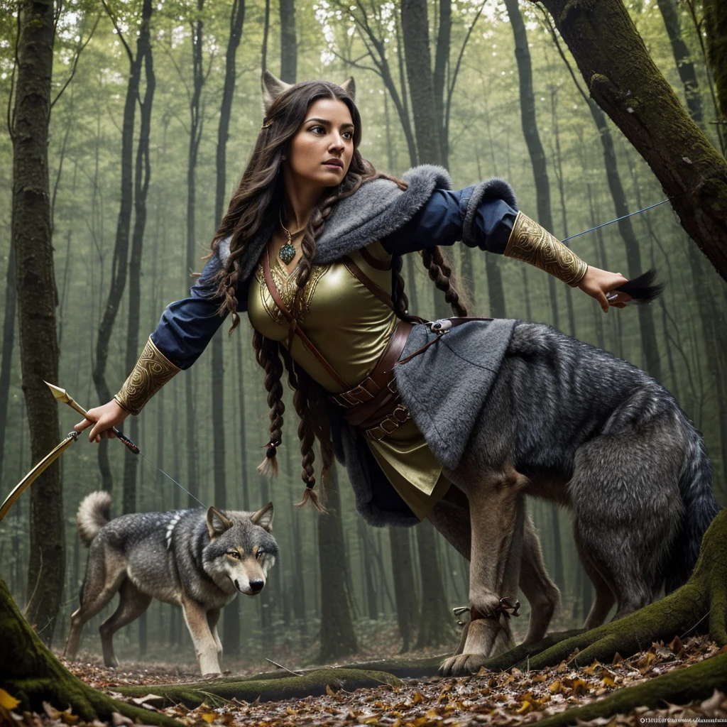 import matplotlib.pyplot as plt

# Setting up a blank canvas
fig, ax = plt.subplots(figsize=(12, 8))

# Title for the image
plt.title("A female archer in an enchanted medieval forest", fontsize=16, pad=20)

# This is a placeholder where the detailed drawing will be implemented or inserted.
# Adding text representation for visualization
image_description = (
    "A female archer in an enchanted medieval forest, where gigantic and ancient trees "
    "com folhas shiny de cores variadas formam um dossel que bloqueia a maior parte da luz do sol, "
    "Creating a magical and mysterious environment. She is positioned in a firm and determined posture, "
    "with your magic wooden bow, ornado com runas shiny, tensioned and a crystal-tipped arrow ready to fire. "
    "The woman has long braided brown hair, with golden threads intertwined, wears a fitted brown leather tunic, "
    "Sturdy boots, and an emerald green cape that blends in with the environment. She carries a quiver full of enchanted arrows on her back.. "
    "Its eyes are focused intensely on its prey, with an expression of concentration and determination, radiating a faint magical light. "
    "The prey is a robust, medium-sized wolf, but no ordinary wolf – he has a dark gray coat with luminescent patterns that glow in shades of blue and silver. "
    "Your eyes are big, shiny, and threatening, almost hypnotic, com um brilho sobrenatural. The wolf is in attack position, with tense muscles, "
    "the fur bristled and the sharp teeth exposed, releasing a low, guttural growl that resonates in the forest. He watches the huntress back with alert, intelligent eyes., "
    "radiating a magical aura that makes it clear he is no ordinary prey, but a mystical and dangerous creature. "
    "Ao redor dela, the forest floor is covered in vibrantly colored fallen leaves, exposed roots that appear to pulse with energy, and small 