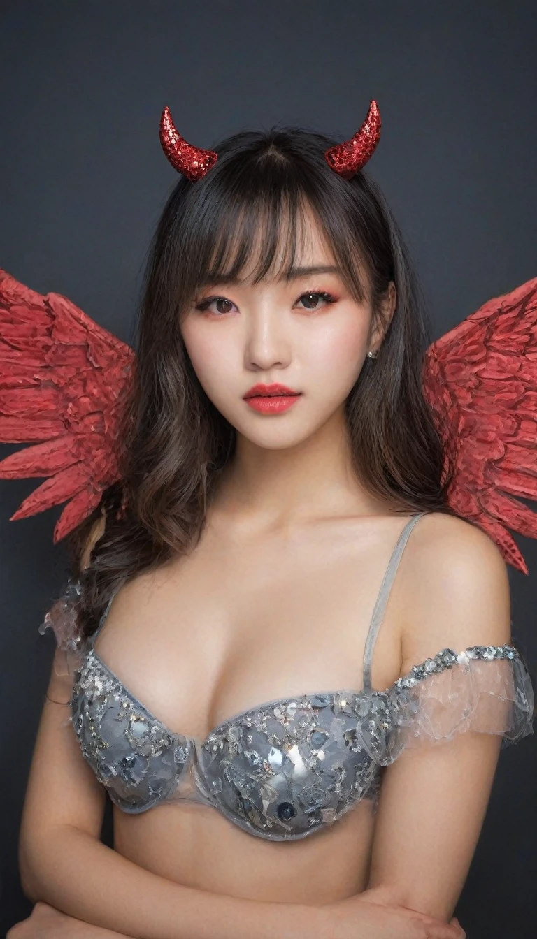 Cute Japanese female, (), (Very cute face: 1.3), Red lips, White moist skin, Melancholic expression,
BREAK,
(Beautiful belly button), (White skin),
BREAK,
Female superior ancient strigoi vampire, Horror, Angel wings, Black wings, Red jewelry, (Large wings: 1.4), Satan, (Hellfire:1.2),Full body,Demon,(Flame:1.2),(Rhinestones),(Horns growing from head),
BREAK,
(Medium hair),(Bangs:1.2),(Grey-pink hair:1.3),(Wavy hair),
BREAK,
(Very large machine gun:1.4),(Holding machine gun:1.3),(Fighting:1.2),(Getting into fighting position),(Firing machine gun:1.2)
BREAK,
(Facial tattoo:1.4),(Rhinestones on face:1.4),
BREAK,
Excellent, Perfect lighting, Ultra-high resolution, 8K, (Highly detailed:1.4), (Front view), Looking at camera,(Full body),(Geometric),(Symmetrical),
BREAK,
(Neon lights:1.2),
