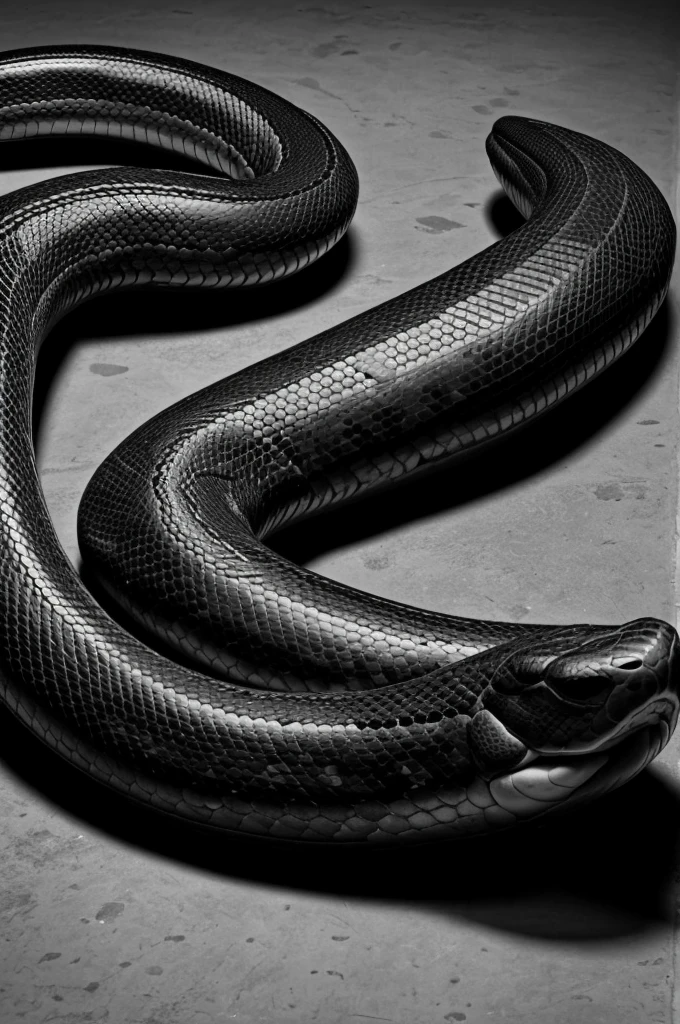 Give me a black and white logo of a single anaconda 