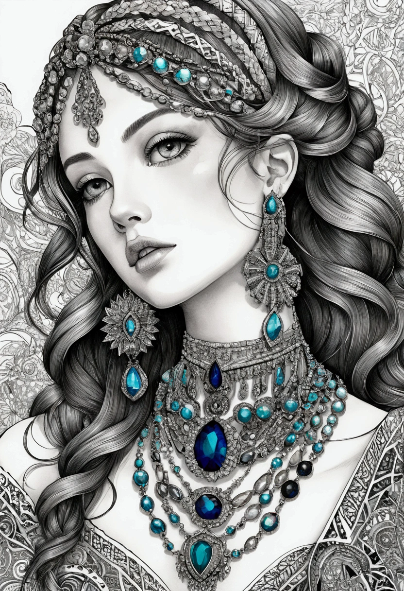 Official Art, wallpaper, Super detailed, beautiful and aesthetic, beautiful, masterpiece, Highest quality, (zenTangle, Tangle, enTangle), (??????? of Jewelry:1.2) Dynamic Angle, colorful, the most beautiful form of chaos, elegant, Brutalist design, Vibrant colors, Romanticism, Atmospheric,information,colorful ,beautiful顔立ち,12 years old,girl