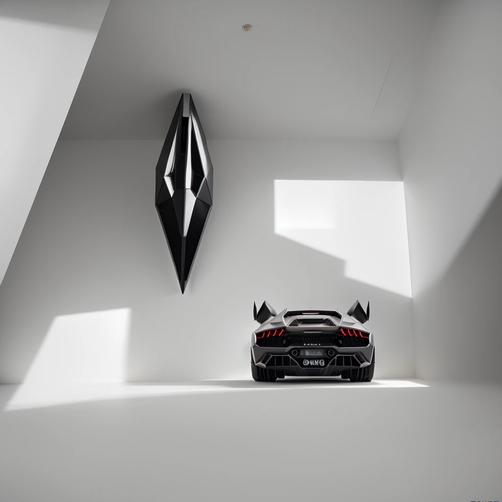 black lamborghini terzno millennio, white photo studio, photo from ground level side view