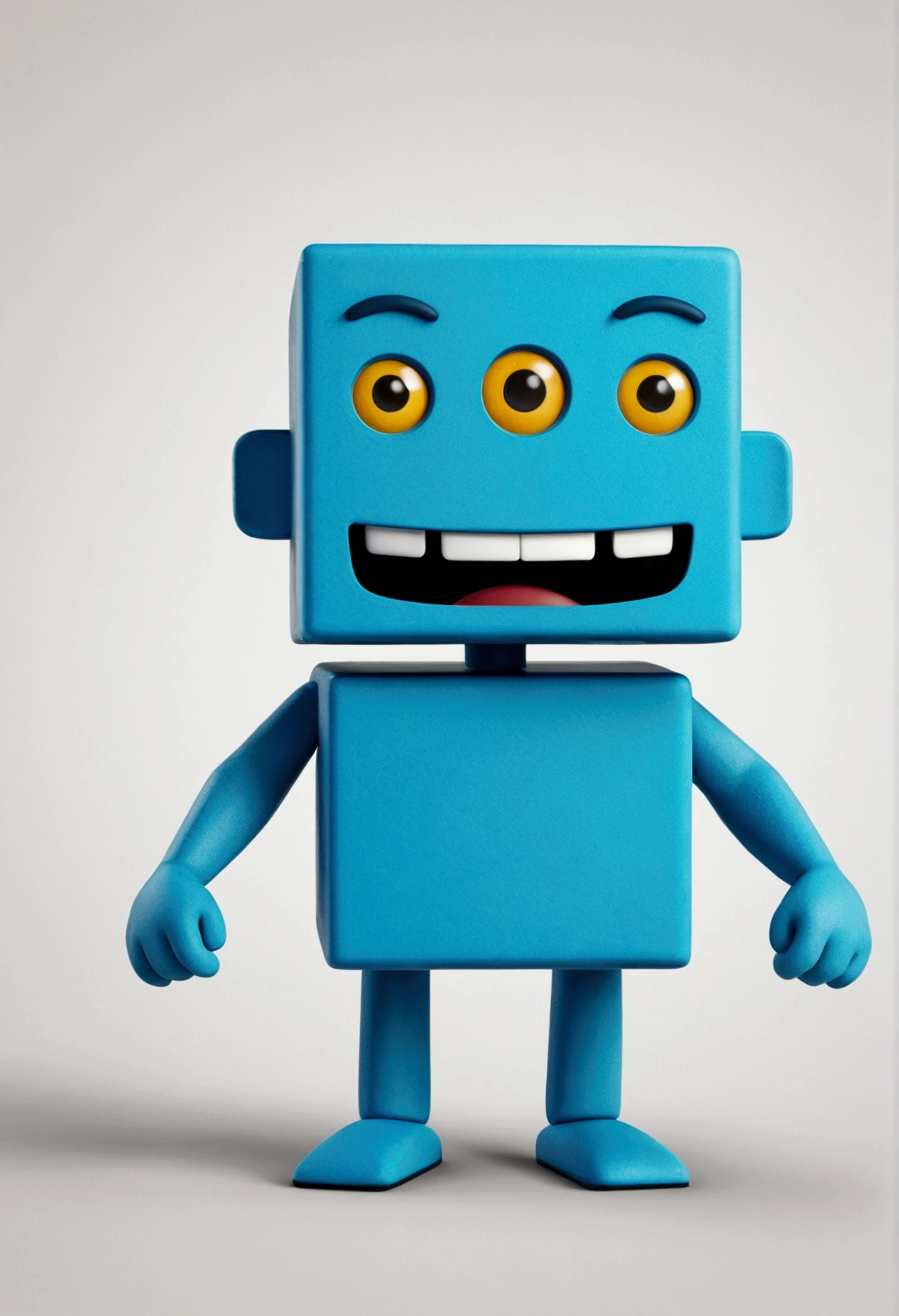 square character with friendly look in a side position 