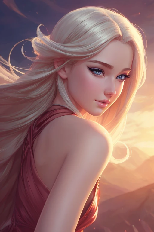 A beautiful young white American girl, detailed portrait, cartoon style, realistic 3D rendering, ((best quality,8k,highres,masterpiece:1.2),ultra-detailed,(realistic,photorealistic,photo-realistic:1.37)), intricate detailed facial features, large expressive eyes, long eyelashes, delicate nose, full natural lips, glowing skin, blonde hair, soft lighting, warm color tones, cinematic composition, dynamic angle, whimsical expression, playful energy, fantasy elements, dynamic pose, digital art, concept art style