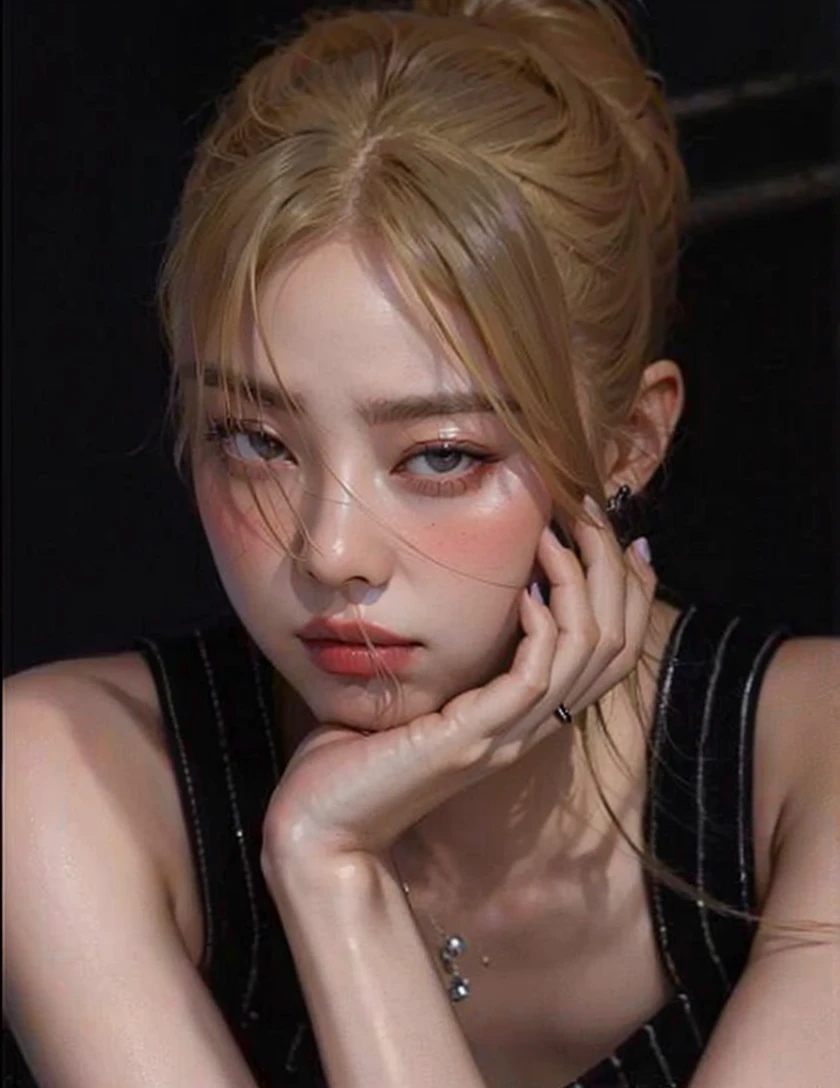arafed woman with a black dress and a cell phone, portrait of jossi of blackpink, blackpink jennie, roseanne park of blackpink, jossi of blackpink, sun yunjoo, lalisa manoban of blackpink, lalisa manobal, portrait jisoo blackpink, ji-min, jia, heonhwa choe, park ji-min, leaked image