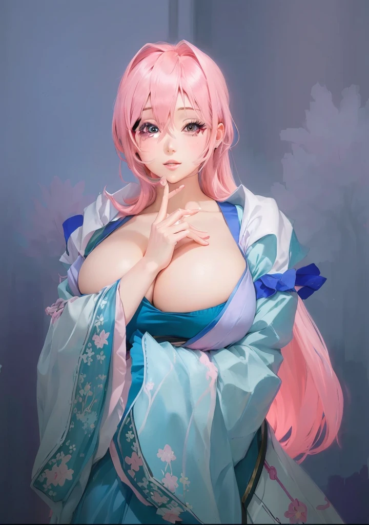 A cartoon image of a woman with pink hair and a blue dress, Attractive anime girl, OPPEIN, Sakura Haruno, pixiv 3dcg, Beautiful and charming anime woman, Produced in collaboration with Anime Painter Studio, Hillabi, cute Anime Grandma in a nice dress, Top rated on Pixiv, In the anime painter studio, In Pixiv, Anime Grandma