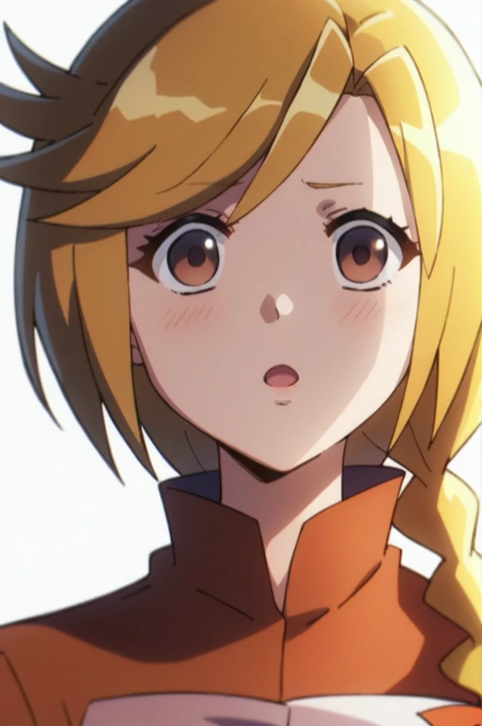 score_9, score_8_up,  score_7_up, source_anime, best quality, masterpiece, 1girl, enri emmot, overlord, brown eyes, blonde hair, facing viewer, beautiful lighting, absurdres, , young, side plait, plaited hair