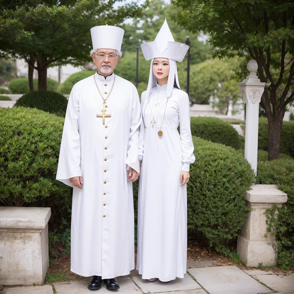 White bishop's robe,Robe,Mature Woman, shape,一人のgirl,Whole Body Ezbian, Torn cloth, Spread your legs, Place your hands behind your head, Underarm, Long Hair,heart shaped eyes, Torn clothes, Torn legwear, girl,Upper limbs,poor, On the body