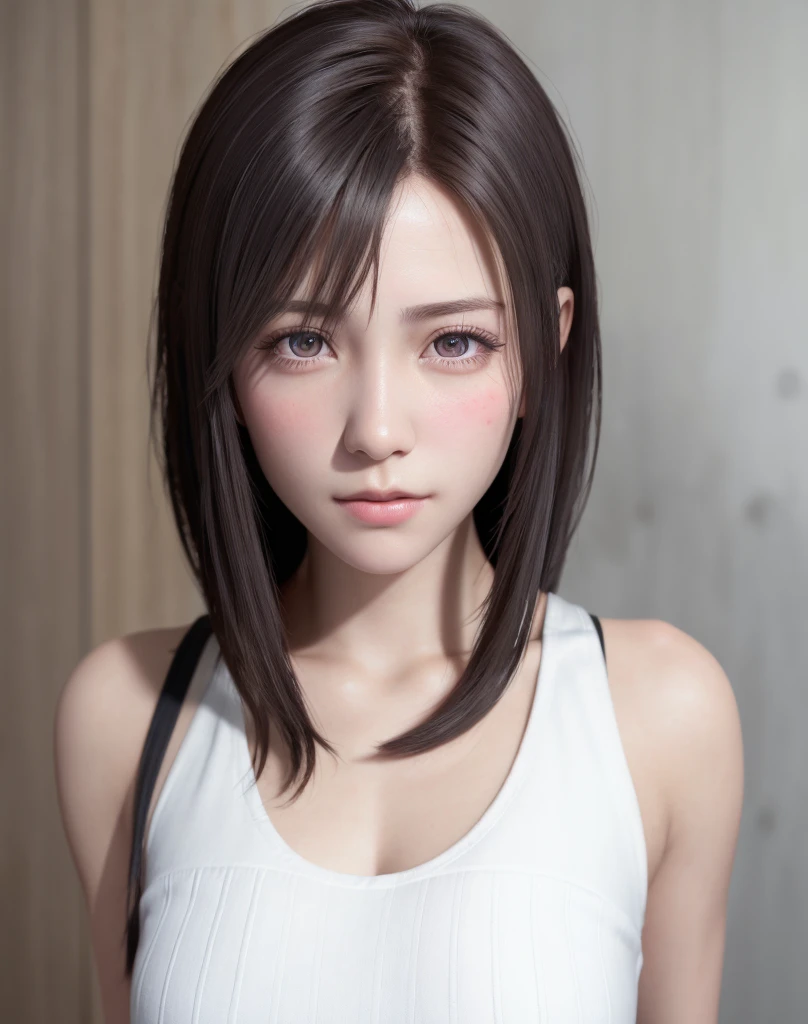 high quality picture, masutepiece, detailed hair texture, Detailed skin texture, Detailed Cloth Texture, 8K, Add fabric details, ultra detailed skin texture, ultra detailed photographic, Skin pores, Portrait of a girl, wearing tank top,
