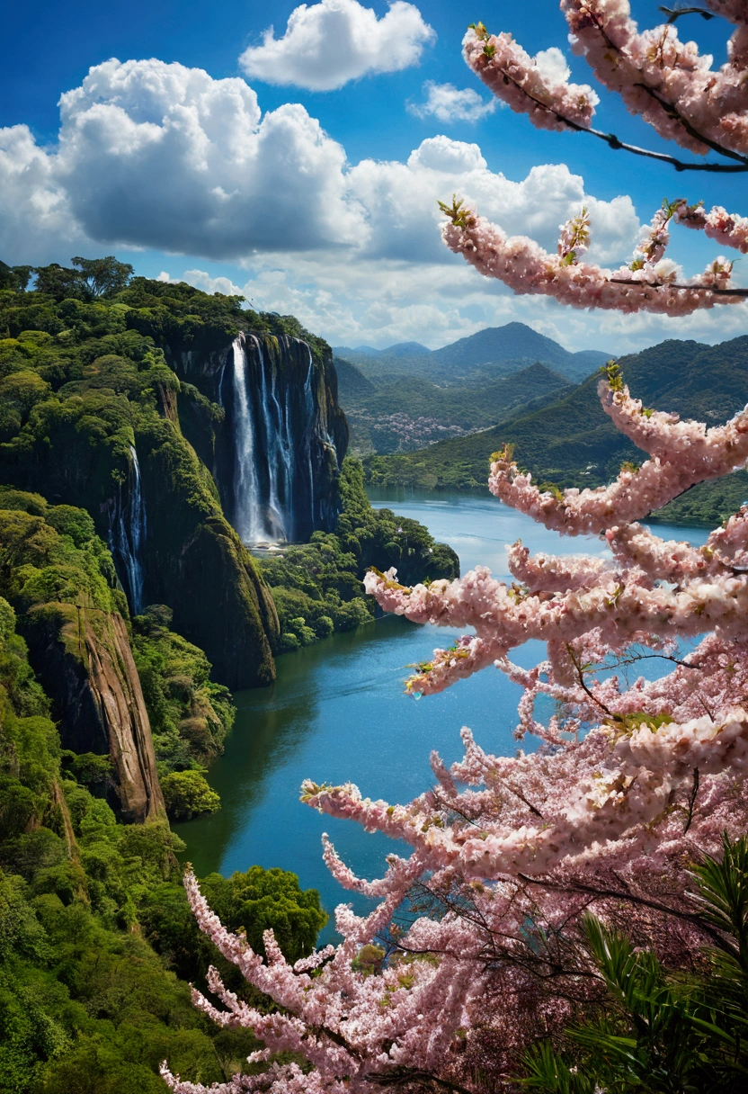 Cole o closed up roraimense como referem via, closed up, brazil,Masterpiece artwork, best qualityer, high qualiy, Extremely detailed CG 8k unity wallpaper, paisaje, plein-air, heaven, nube, heaven, sin humanos, moutain, paisaje, water, tree, blue skies, waterfall, cliff, naturey, lake, Riu, Cloudy skies, rewarded photography, bokeh, Depth of field, HDR, blossom, chromatic aberration, fotorrealism, very detailled, trending on ArtStation, trend at CGSociety, intrikate, high détail, dramatic, mid-journey art