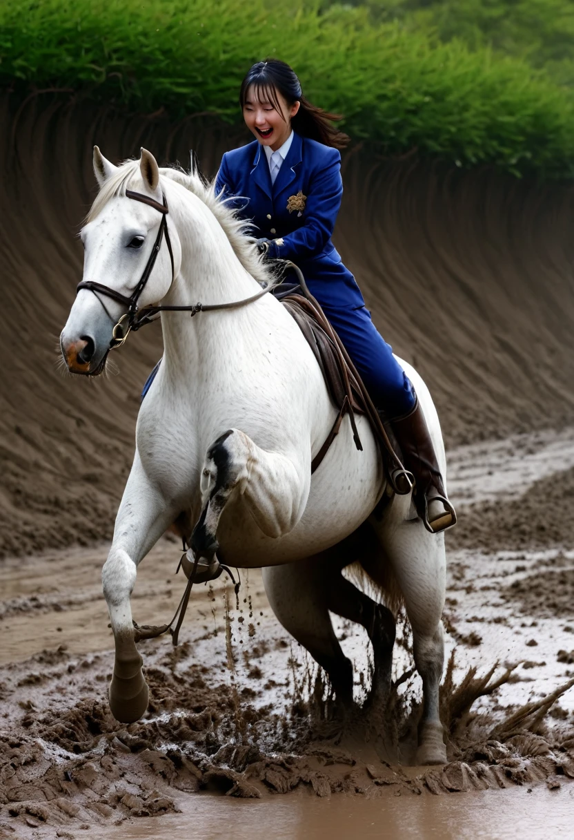 horse accident,On a muddy slope,Neighing Horse,(((masterpiece))),(((Highest quality))),((Tabletop:1.4, Highest quality)), (Genuineな写真:1.4), Blue Haori,get caught in a net,Severe,Covered with thorns,
((1 muddy beauty knight)),Rodeo,Desperate,don't make eye contact,Surprised face,panic,tragedy,
(超High resolution:1.2), wonderful, Very detailed CG Unity 8k wallpaper, Very detailed, High resolution,draft horse ridden by japanese , girl is in heart,tight,Muddy place,beauty,The horse neighs,鎧を着たtragedyの女騎士,sink,In the mud,
Cold Light, Beautiful detailed girl, Droopy eyes,Very detailedな目と顔, Beautiful and exquisite nose, Beautiful and exquisite, The prancing horse on which the girl was riding、Horse and girl stuck in deep muddy pit:10.0 , Horse falls ,He looks distressed ,Surprised face:2.0,Genuine,Anatomically correct