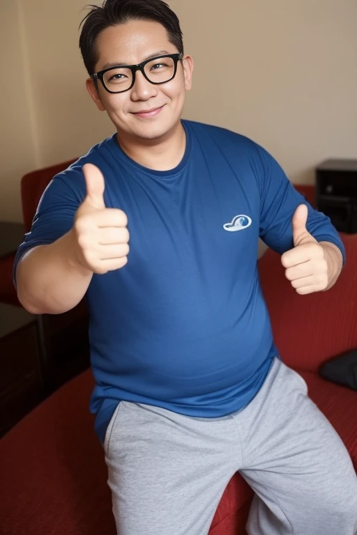 A man in his 40s who won a lot of money　　Fat man with glasses　Male job openings　Entertainment　Thumbs up　One year of dormitory life　wonderful life　Living alone　Wide々and living room　