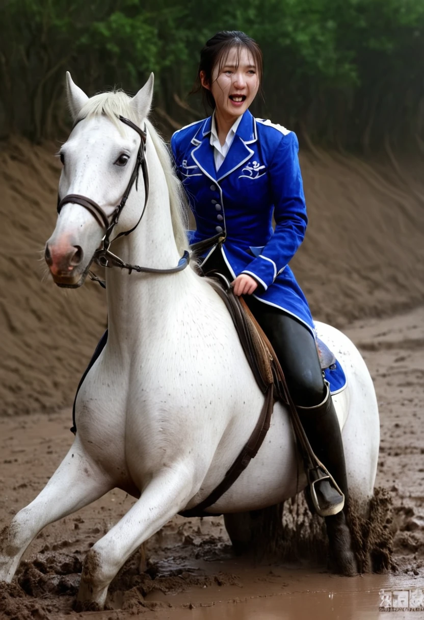 girl of riding horse accident,On a muddy slope,Neighing Horse,(((masterpiece))),(((Highest quality))),((Tabletop:1.4, Highest quality)), (Genuineな写真:1.4), Blue Haori,get caught in a net,Severe,Covered with thorns,
((1 muddy beauty knight)),Rodeo,Desperate,don&#39;t make eye contact,Surprised face,panic,tragedy,
(超High resolution:1.2), wonderful, Very detailed CG Unity 8k wallpaper, Very detailed, High resolution,draft horse ridden by japanese , girl is in heart,tight,Muddy place,beauty,The horse neighs,鎧を着たtragedyの女騎士,sink,In the mud,
Cold Light, Beautiful detailed girl, Droopy eyes,Very detailedな目と顔, Beautiful and exquisite nose, Beautiful and exquisite, The prancing horse on which the girl was riding、Horse and girl stuck in deep muddy pit:10.0 , Horse falls ,He looks distressed ,Surprised face:2.0,Genuine,Anatomically correct