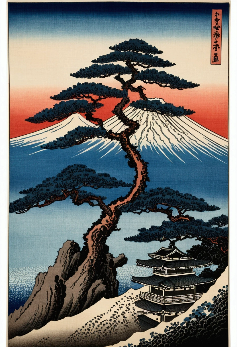 Ukiyo-e,Katsushika Hokusai,bonsai,Mount Fuji in the background,Mount Fuji Only 1