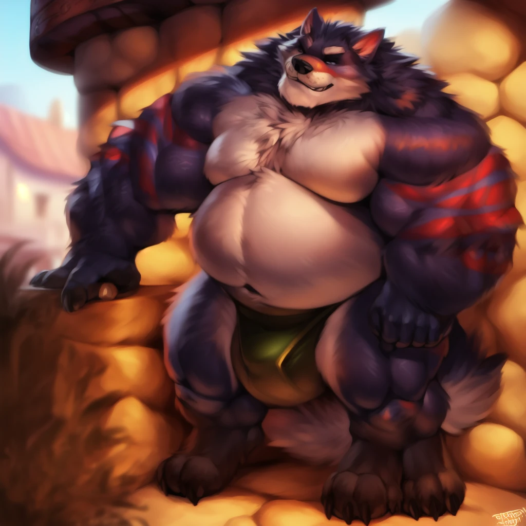 Epic Citizen Zootopia manga style, My hero zootopia Character, Dungeons and Dragons Legendary quest style, A poor villager wearing a loincloth, Real life, Anime serie, Anime character, Obese muscle Obese Sumo wrestler Werebeast Kid, full body pic (obese, strong legs and arms) Sumo wrestler Werebeast Kid. Obese muscle fat kid (bulky, wide, broad shoulders), Citizen obese Werebeast kid, Solo, male, muscular, giant, enormous, buff, strong, massive biceps, massive pecs, canine, big bulge, by darkgem, by mystikfox61, by glitter trap boy, alleyway, Rottweiler