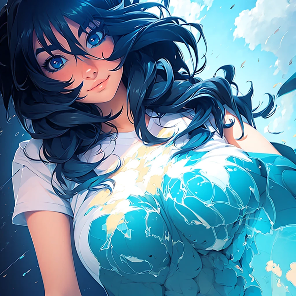 (anime),(cute)(masterpiece), (best quality),1girls,upper body,(double exposure:1.2),(simple background:1), (cinematic angle),(dynamic angle),messy long hair,(low contrast),(flat color:0.7)