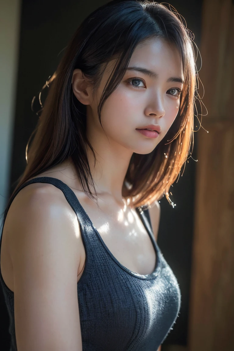 (Highest quality:1.4),(masterpiece:1.4),(Realistic:1.4),(Realistic:1.2),(超High resolution, RAW Photos:1.4),(High resolution, Ultra-detailed:1.2),(8k:1.2),Cinematic photography,a photo of a dark-haired,One girl,alone,wear ,((Japanese female warrior))、((Upper Body:1.3))