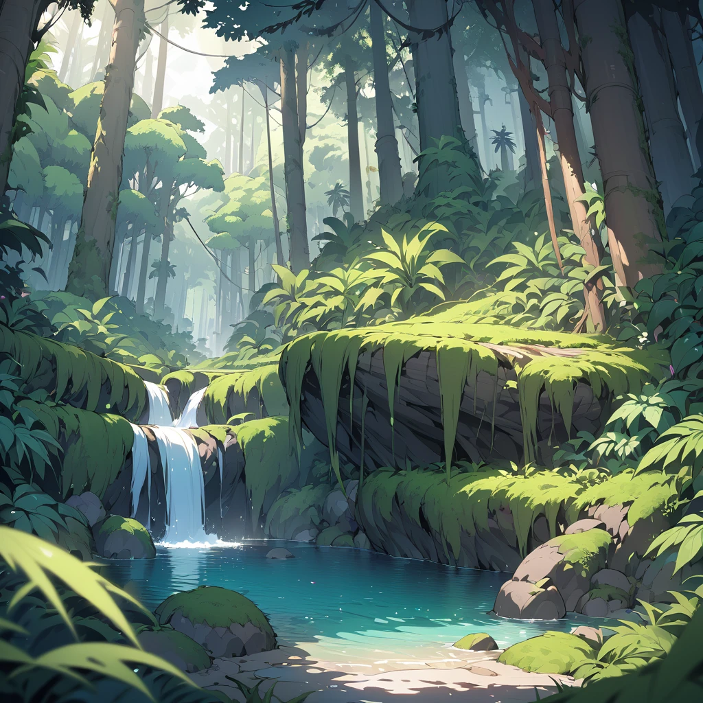 Masterpiece, ultra detailed, beautiful,Super Saturation, jungle adventure,dense forest, arcadia