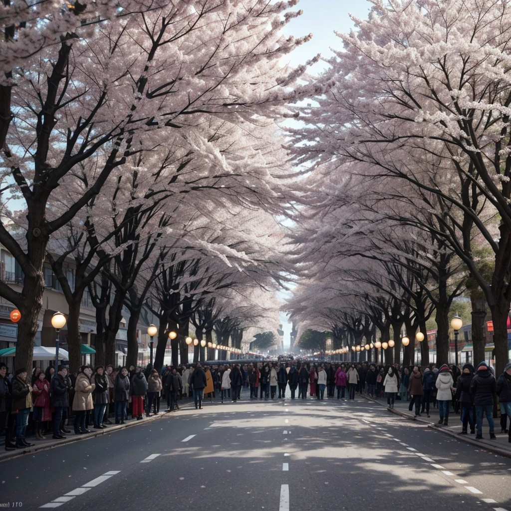 12 photos of an Avenue with people generating a photo for each month of the year including weather and celebrating New Year (January)
san valentin(February)
St. Patrick (March)
Easter(April)
cherry blossom festival(mayo)
summer(June)
4 de July (July)
space festival (August)
festival musical(September)
halloween (October)
Thanksgiving (November)
Christmas (December)
todas las fotos de dia excepto la de October